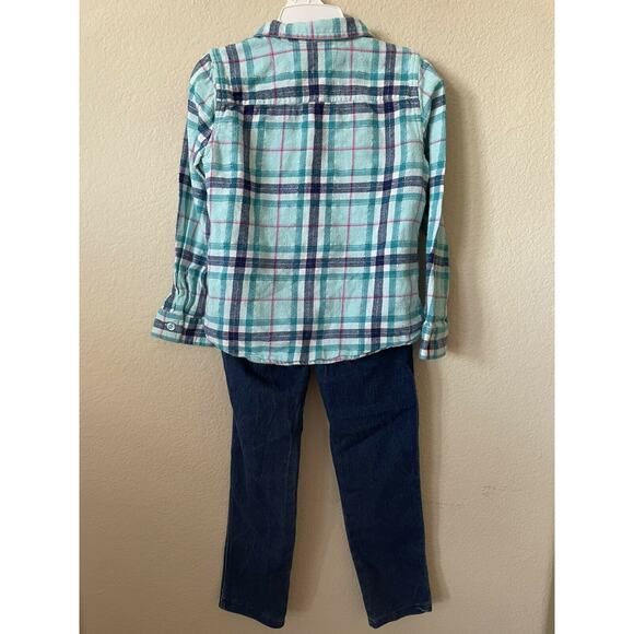 Lot of 2 Western Cowgirl Theme Plaid Collared Long Sleeve Top Pants Size 5 - Picture 2 of 10
